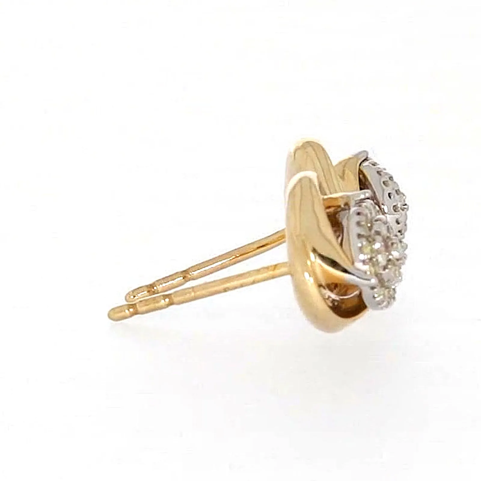 9ct Two Tone Gold Round Brilliant Cut 0.10 Carat tw of Diamonds  Stud Earrings