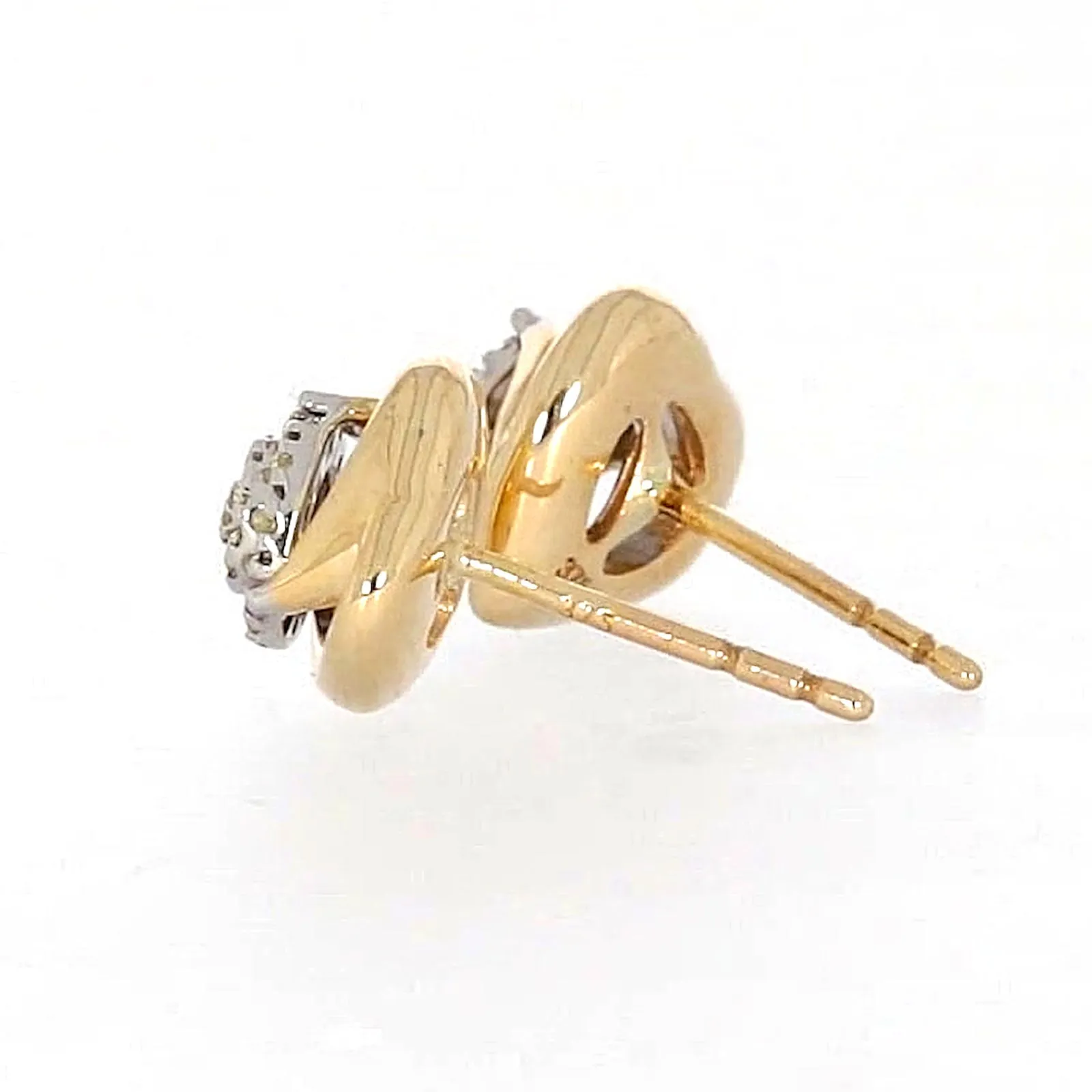 9ct Two Tone Gold Round Brilliant Cut 0.10 Carat tw of Diamonds  Stud Earrings