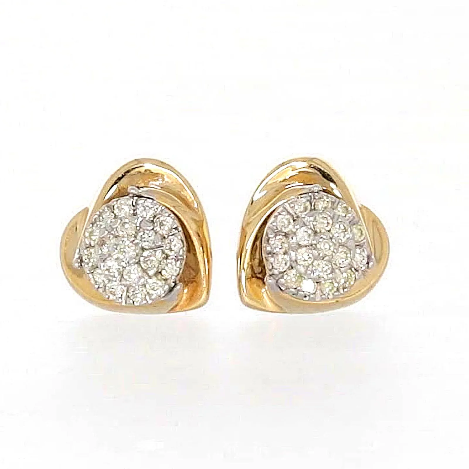 9ct Two Tone Gold Round Brilliant Cut 0.10 Carat tw of Diamonds  Stud Earrings