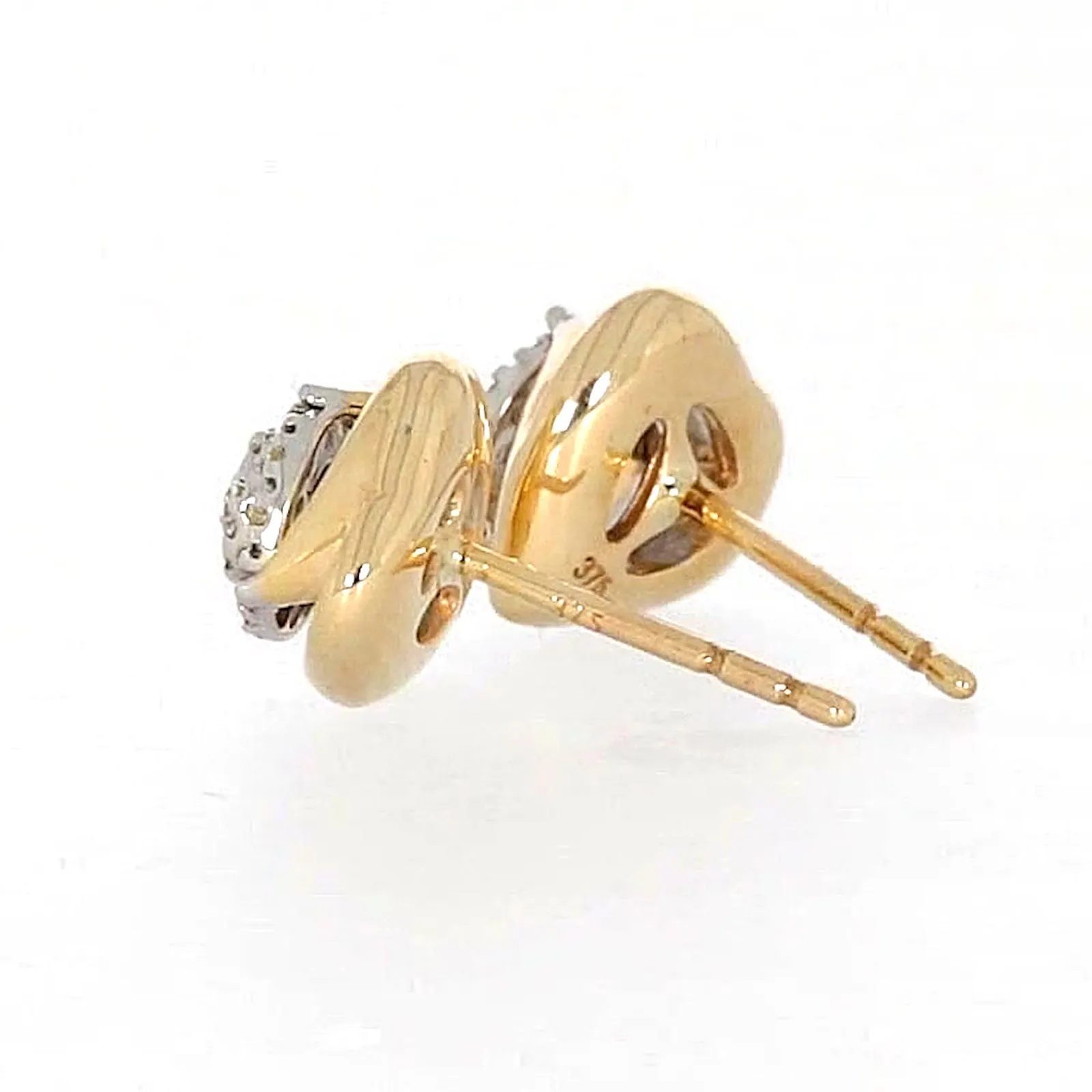 9ct Two Tone Gold Round Brilliant Cut 0.10 Carat tw of Diamonds  Stud Earrings