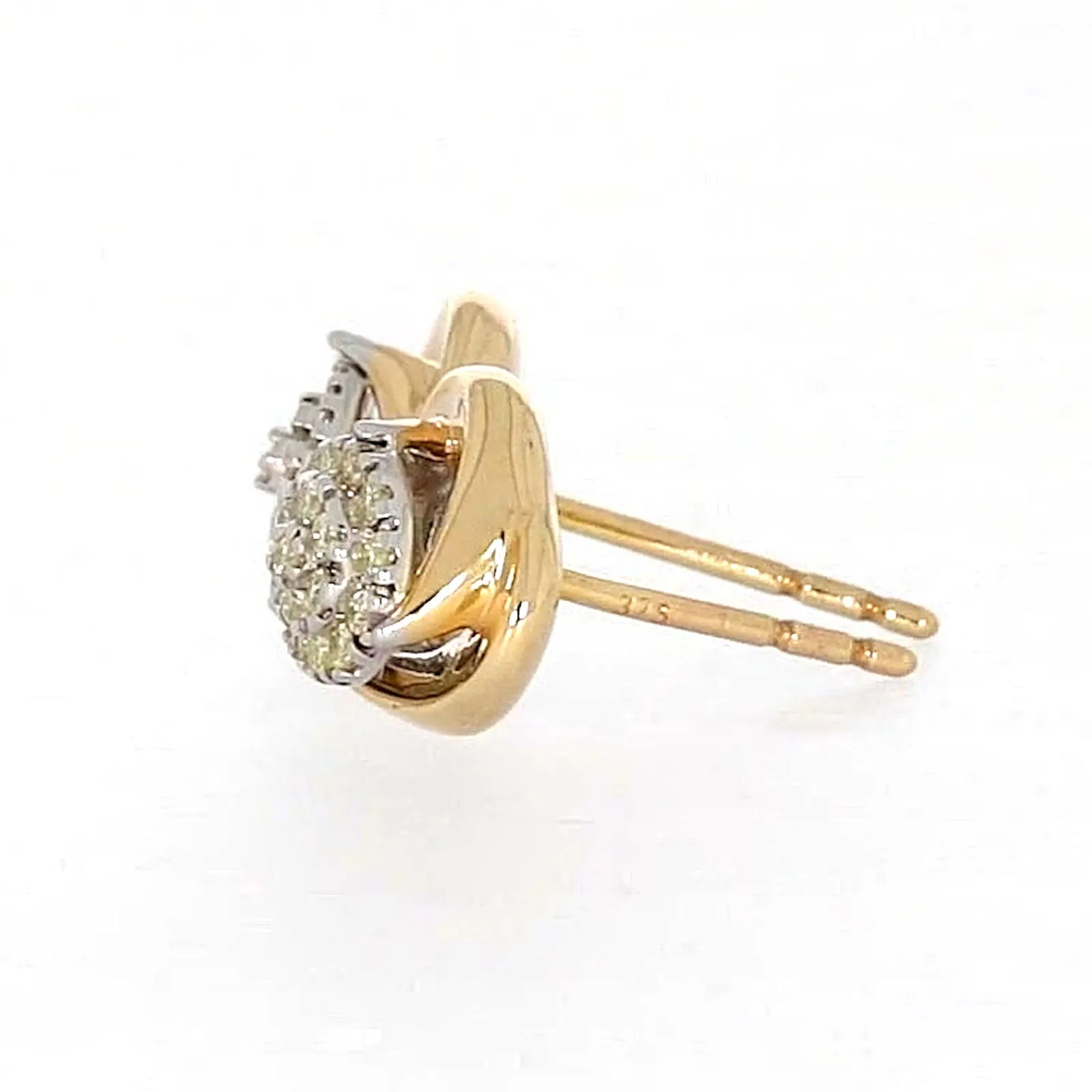 9ct Two Tone Gold Round Brilliant Cut 0.10 Carat tw of Diamonds  Stud Earrings