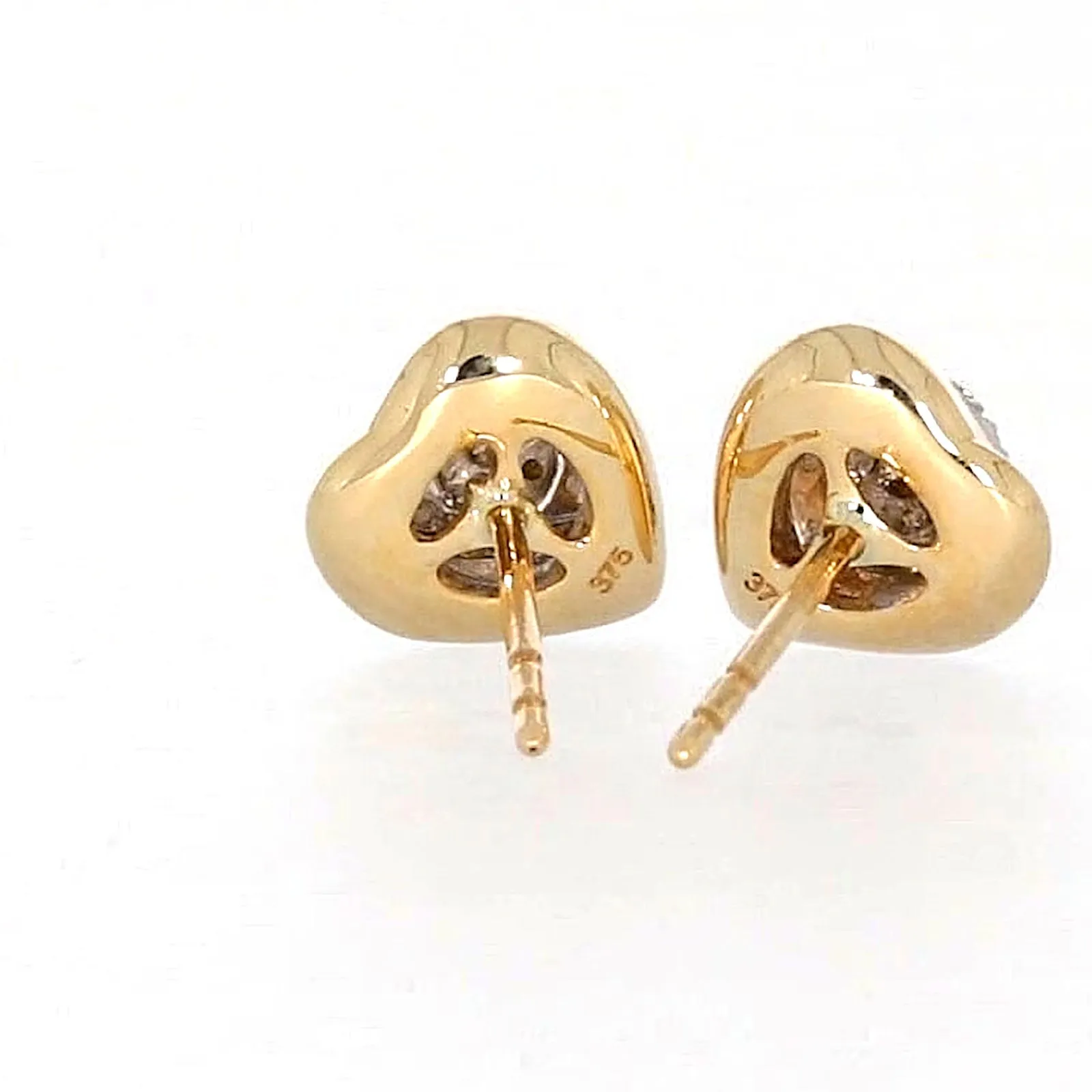 9ct Two Tone Gold Round Brilliant Cut 0.10 Carat tw of Diamonds  Stud Earrings