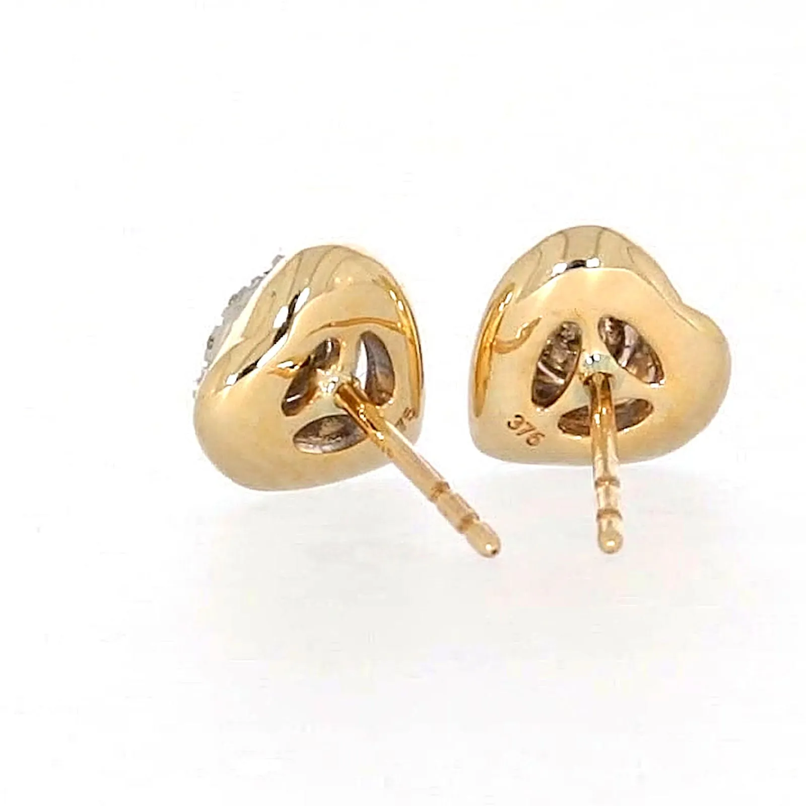 9ct Two Tone Gold Round Brilliant Cut 0.10 Carat tw of Diamonds  Stud Earrings