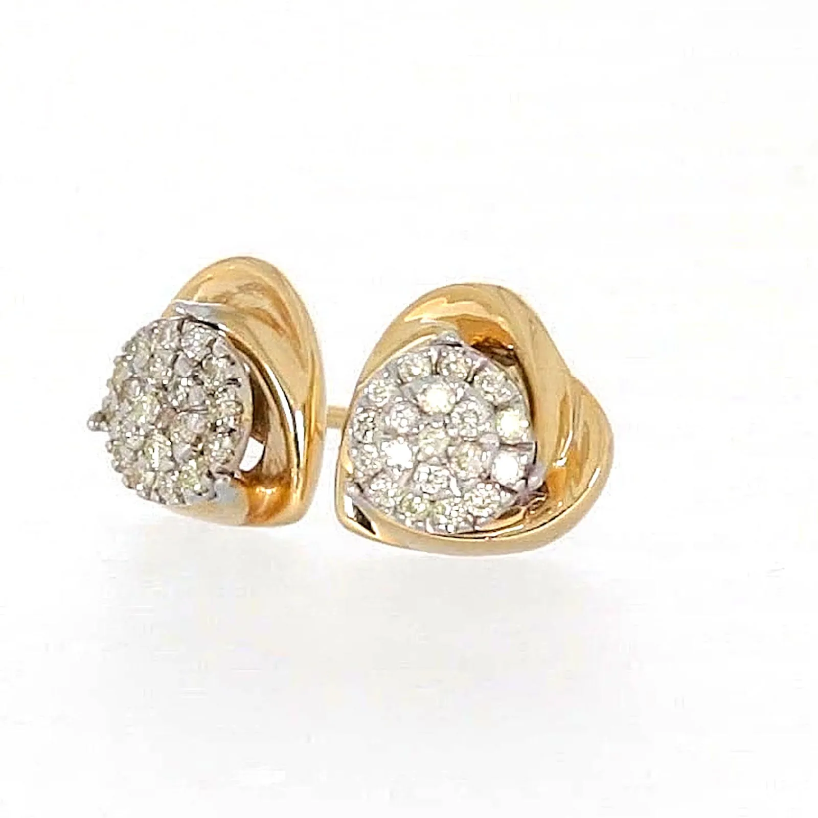 9ct Two Tone Gold Round Brilliant Cut 0.10 Carat tw of Diamonds  Stud Earrings