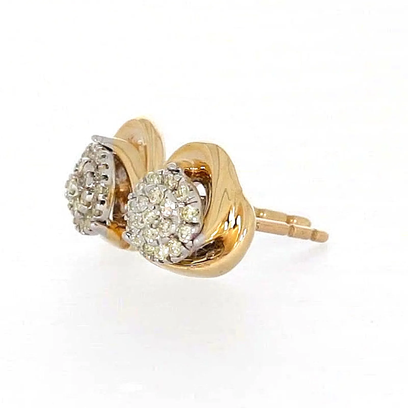 9ct Two Tone Gold Round Brilliant Cut 0.10 Carat tw of Diamonds  Stud Earrings