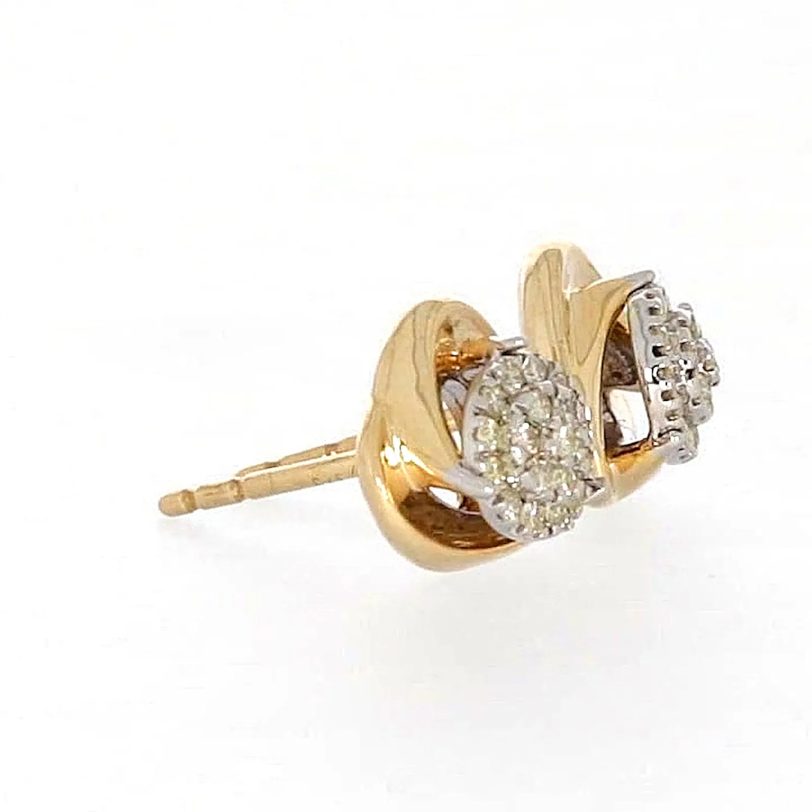 9ct Two Tone Gold Round Brilliant Cut 0.10 Carat tw of Diamonds  Stud Earrings