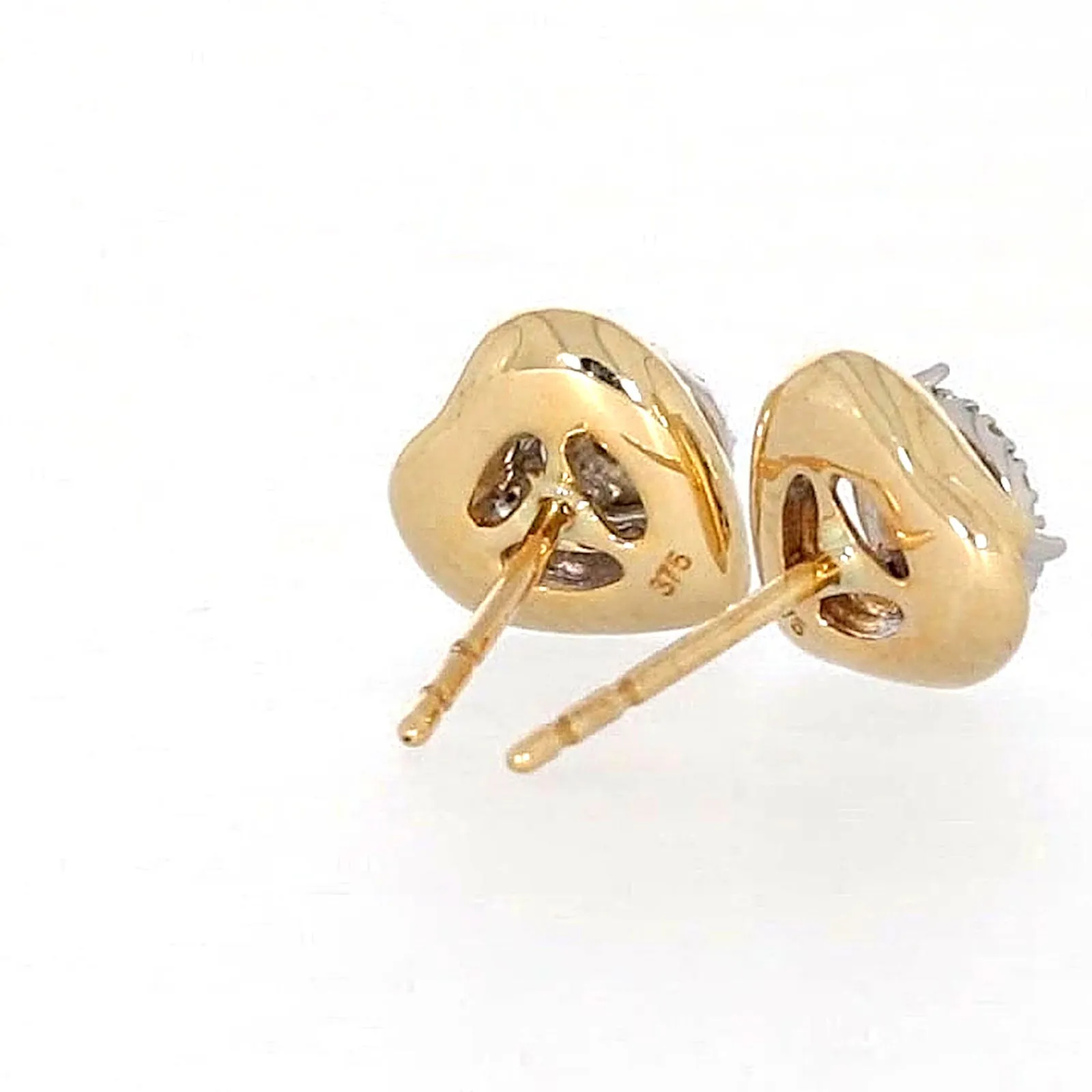 9ct Two Tone Gold Round Brilliant Cut 0.10 Carat tw of Diamonds  Stud Earrings