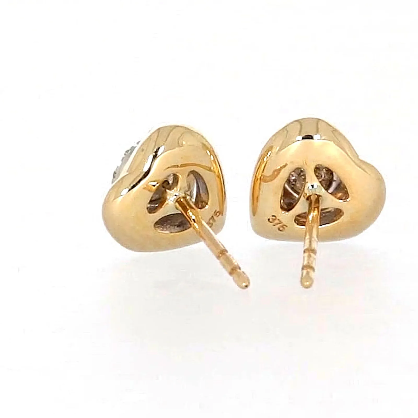 9ct Two Tone Gold Round Brilliant Cut 0.10 Carat tw of Diamonds  Stud Earrings