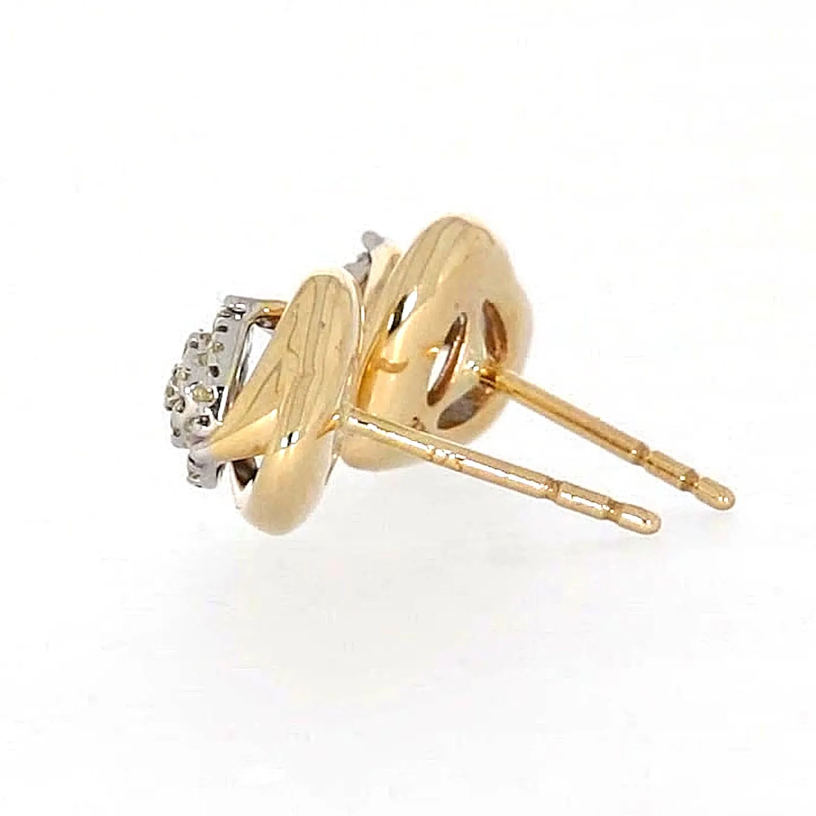 9ct Two Tone Gold Round Brilliant Cut 0.10 Carat tw of Diamonds  Stud Earrings