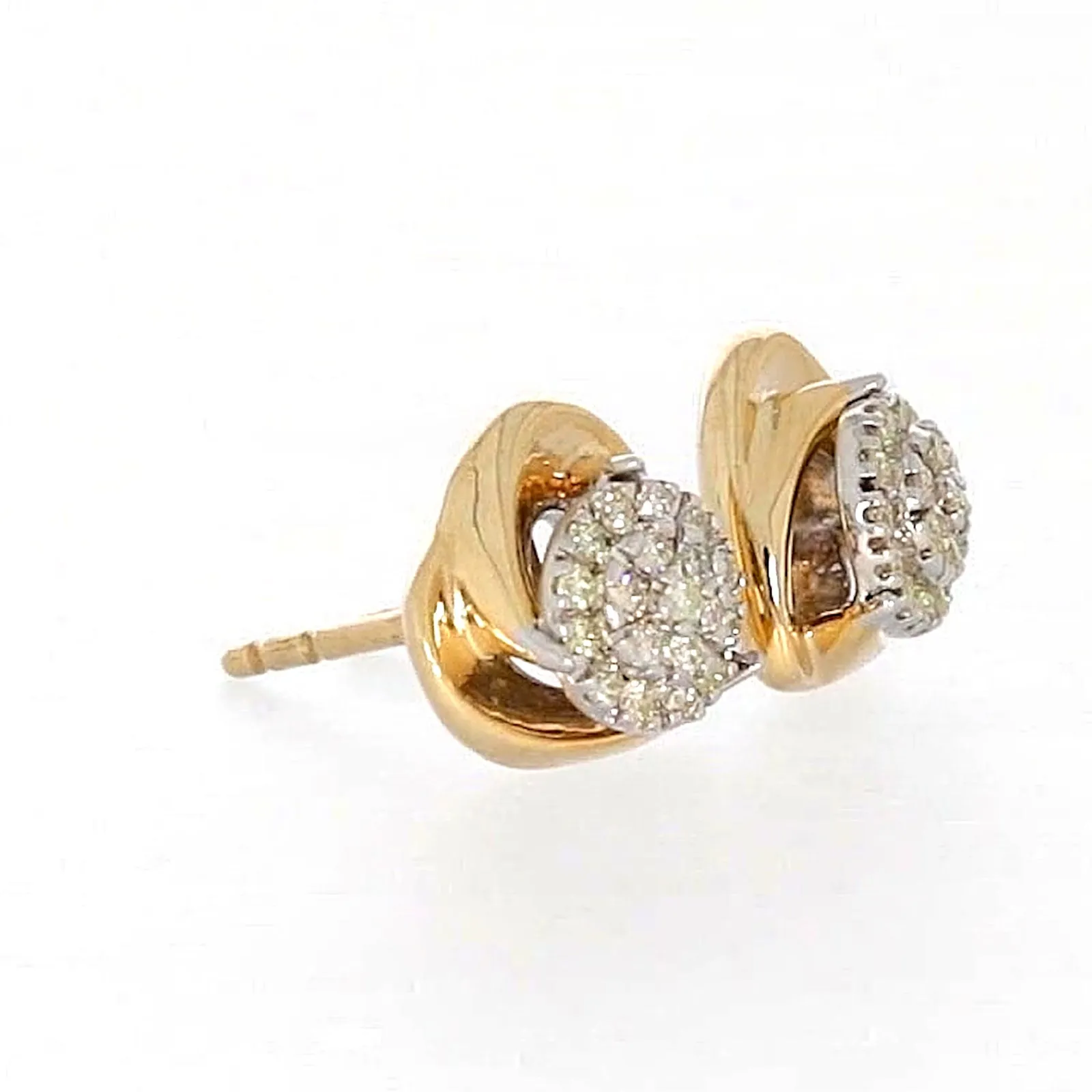 9ct Two Tone Gold Round Brilliant Cut 0.10 Carat tw of Diamonds  Stud Earrings