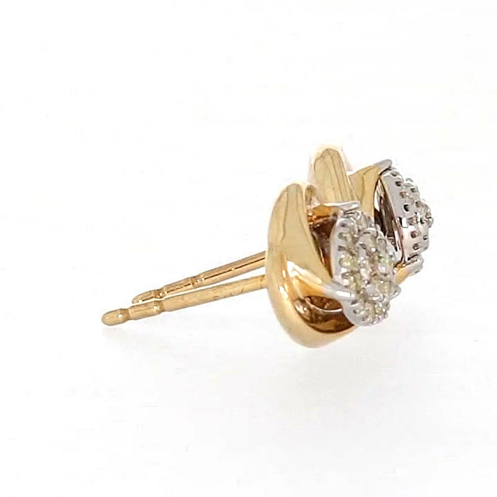 9ct Two Tone Gold Round Brilliant Cut 0.10 Carat tw of Diamonds  Stud Earrings