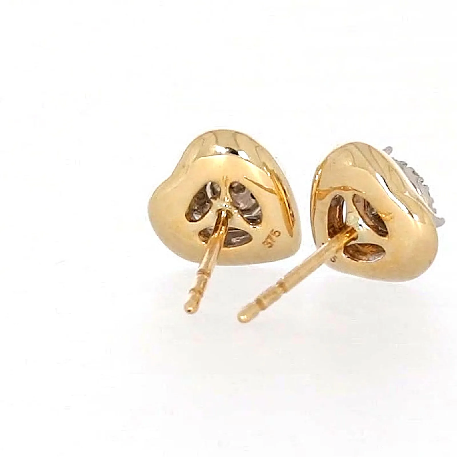 9ct Two Tone Gold Round Brilliant Cut 0.10 Carat tw of Diamonds  Stud Earrings