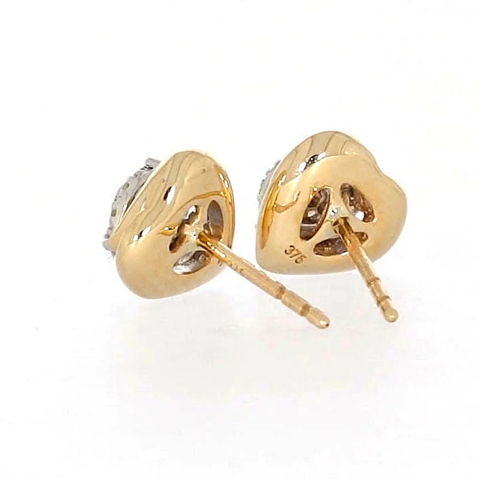 9ct Two Tone Gold Round Brilliant Cut 0.10 Carat tw of Diamonds  Stud Earrings