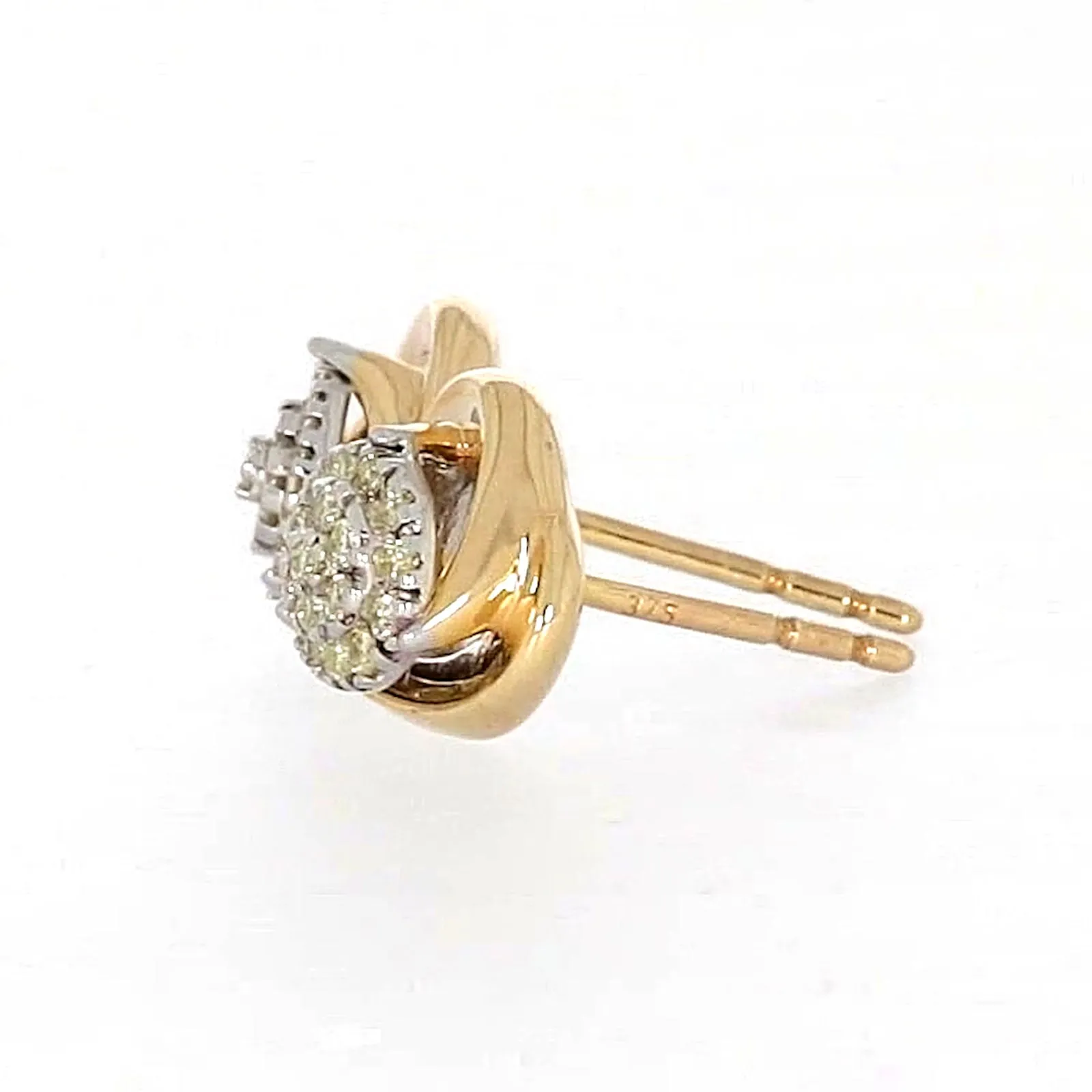 9ct Two Tone Gold Round Brilliant Cut 0.10 Carat tw of Diamonds  Stud Earrings