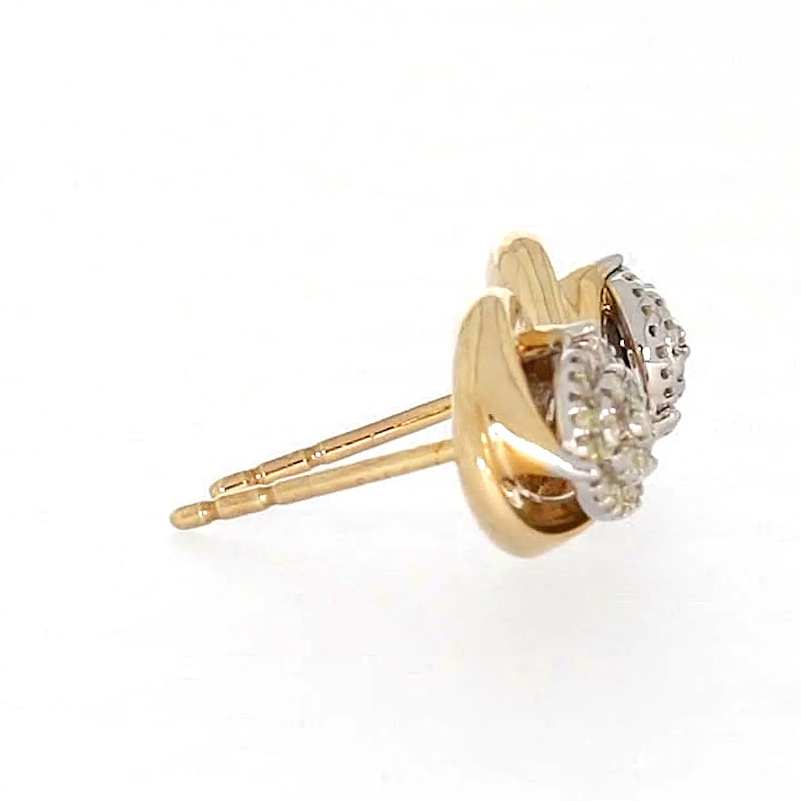 9ct Two Tone Gold Round Brilliant Cut 0.10 Carat tw of Diamonds  Stud Earrings