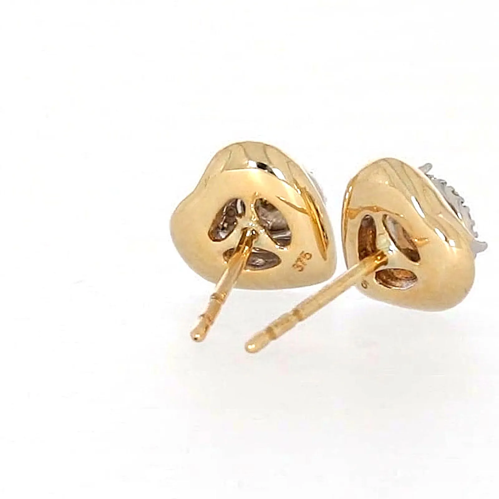 9ct Two Tone Gold Round Brilliant Cut 0.10 Carat tw of Diamonds  Stud Earrings