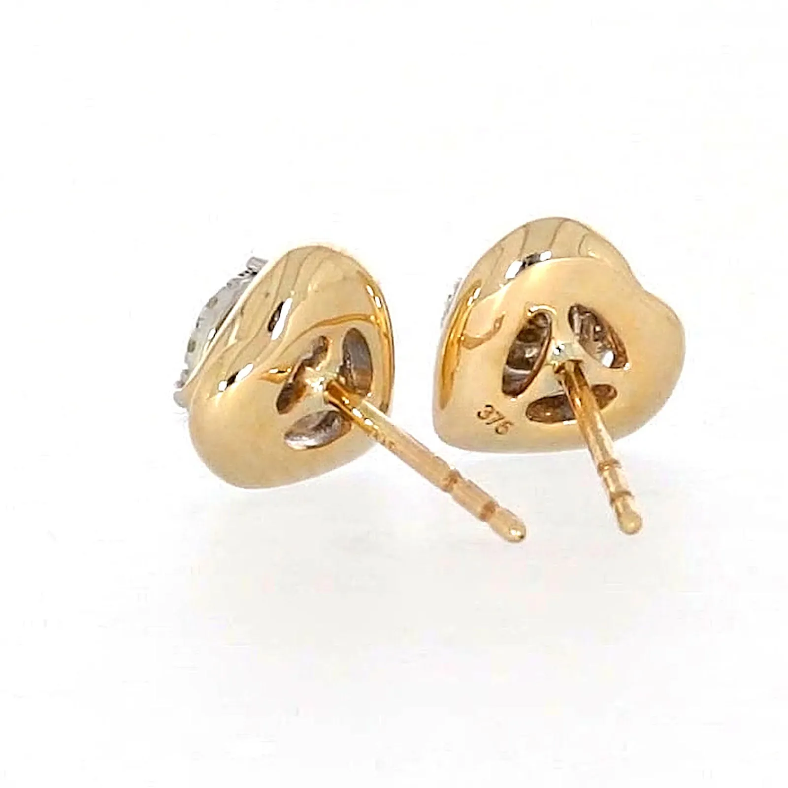 9ct Two Tone Gold Round Brilliant Cut 0.10 Carat tw of Diamonds  Stud Earrings