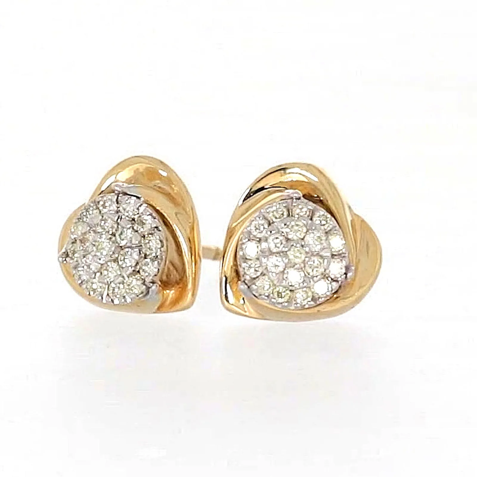 9ct Two Tone Gold Round Brilliant Cut 0.10 Carat tw of Diamonds  Stud Earrings