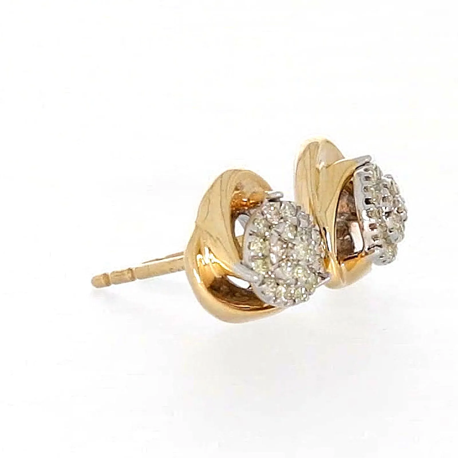 9ct Two Tone Gold Round Brilliant Cut 0.10 Carat tw of Diamonds  Stud Earrings