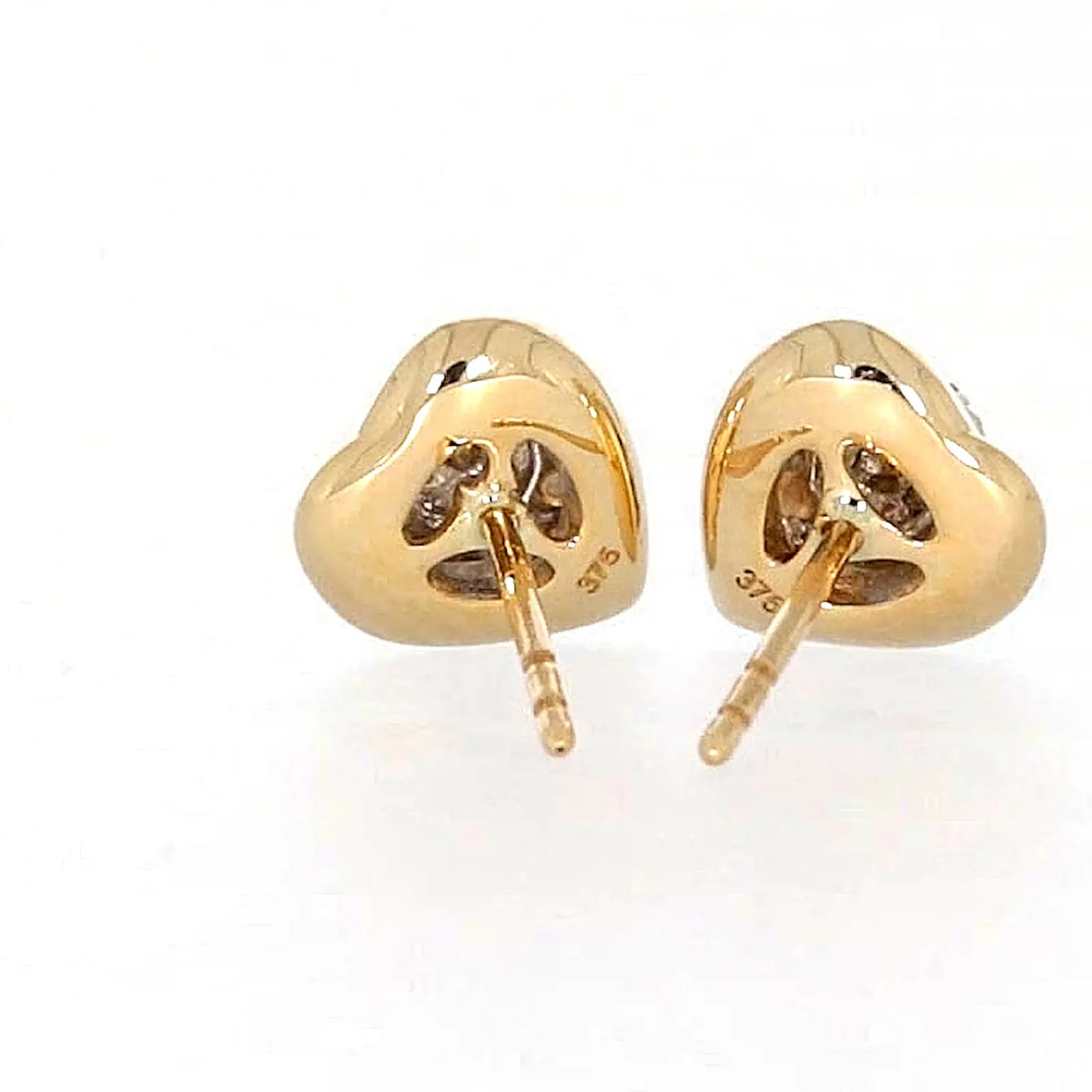 9ct Two Tone Gold Round Brilliant Cut 0.10 Carat tw of Diamonds  Stud Earrings