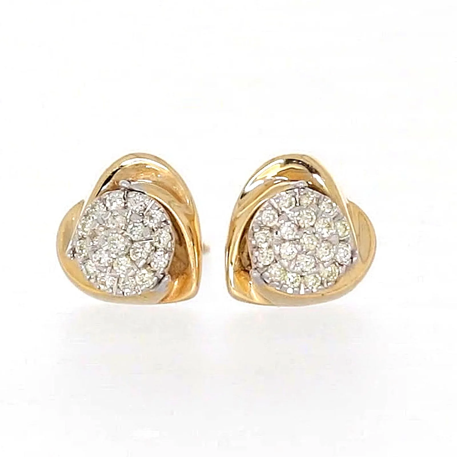 9ct Two Tone Gold Round Brilliant Cut 0.10 Carat tw of Diamonds  Stud Earrings