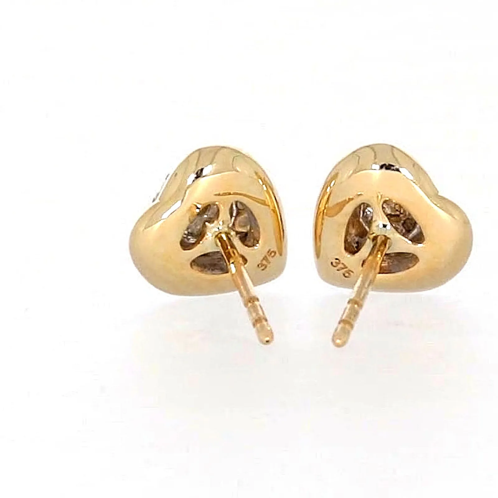 9ct Two Tone Gold Round Brilliant Cut 0.10 Carat tw of Diamonds  Stud Earrings