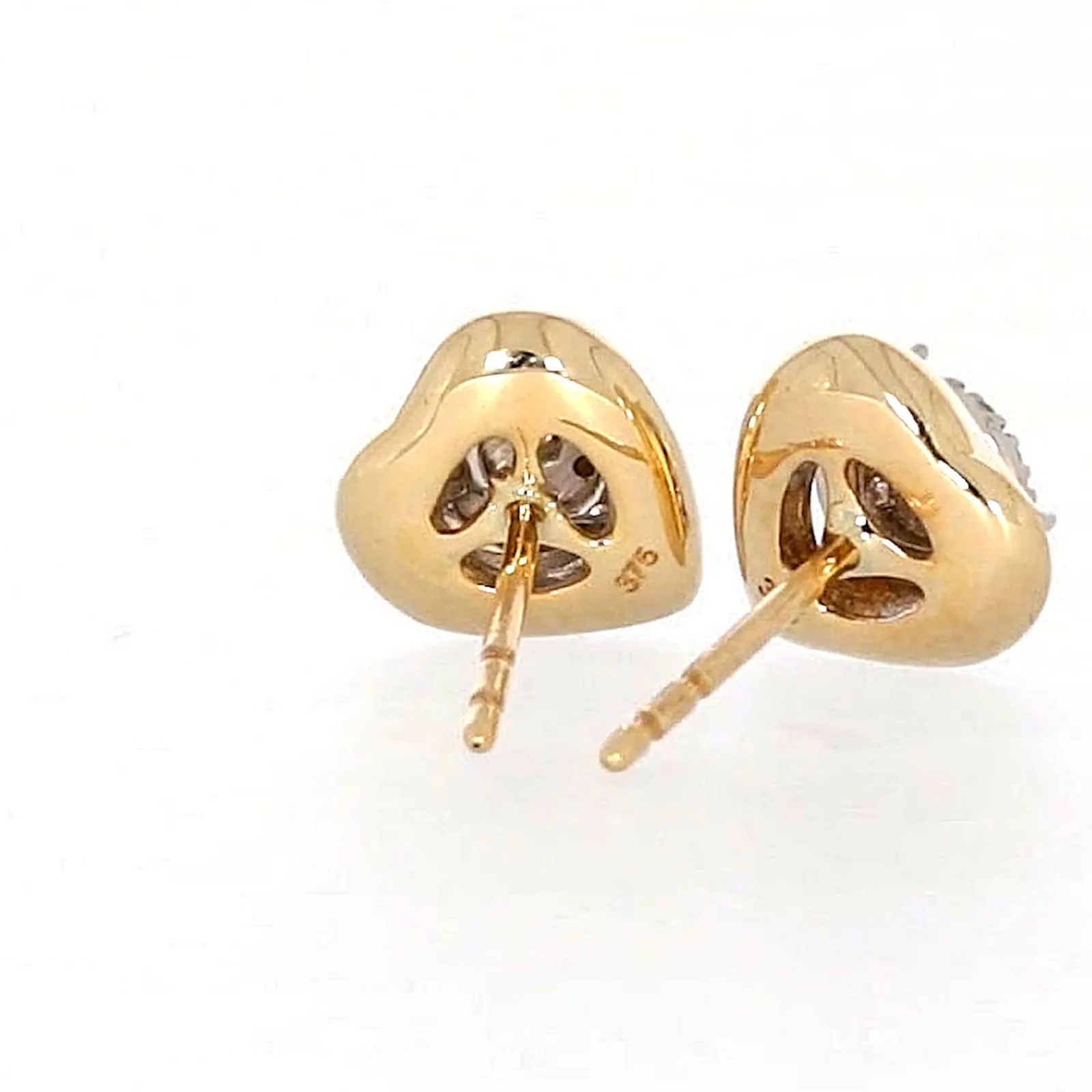 9ct Two Tone Gold Round Brilliant Cut 0.10 Carat tw of Diamonds  Stud Earrings