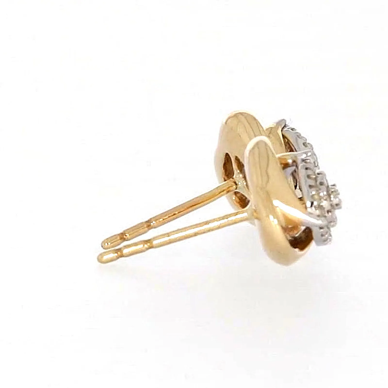 9ct Two Tone Gold Round Brilliant Cut 0.10 Carat tw of Diamonds  Stud Earrings