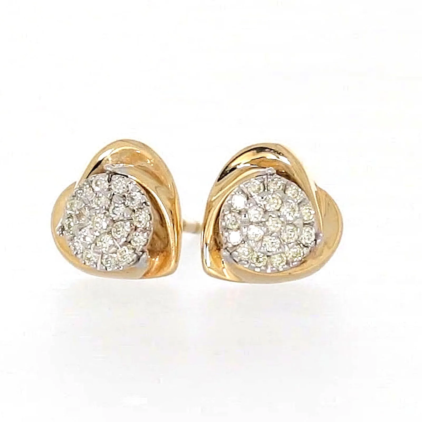 9ct Two Tone Gold Round Brilliant Cut 0.10 Carat tw of Diamonds  Stud Earrings