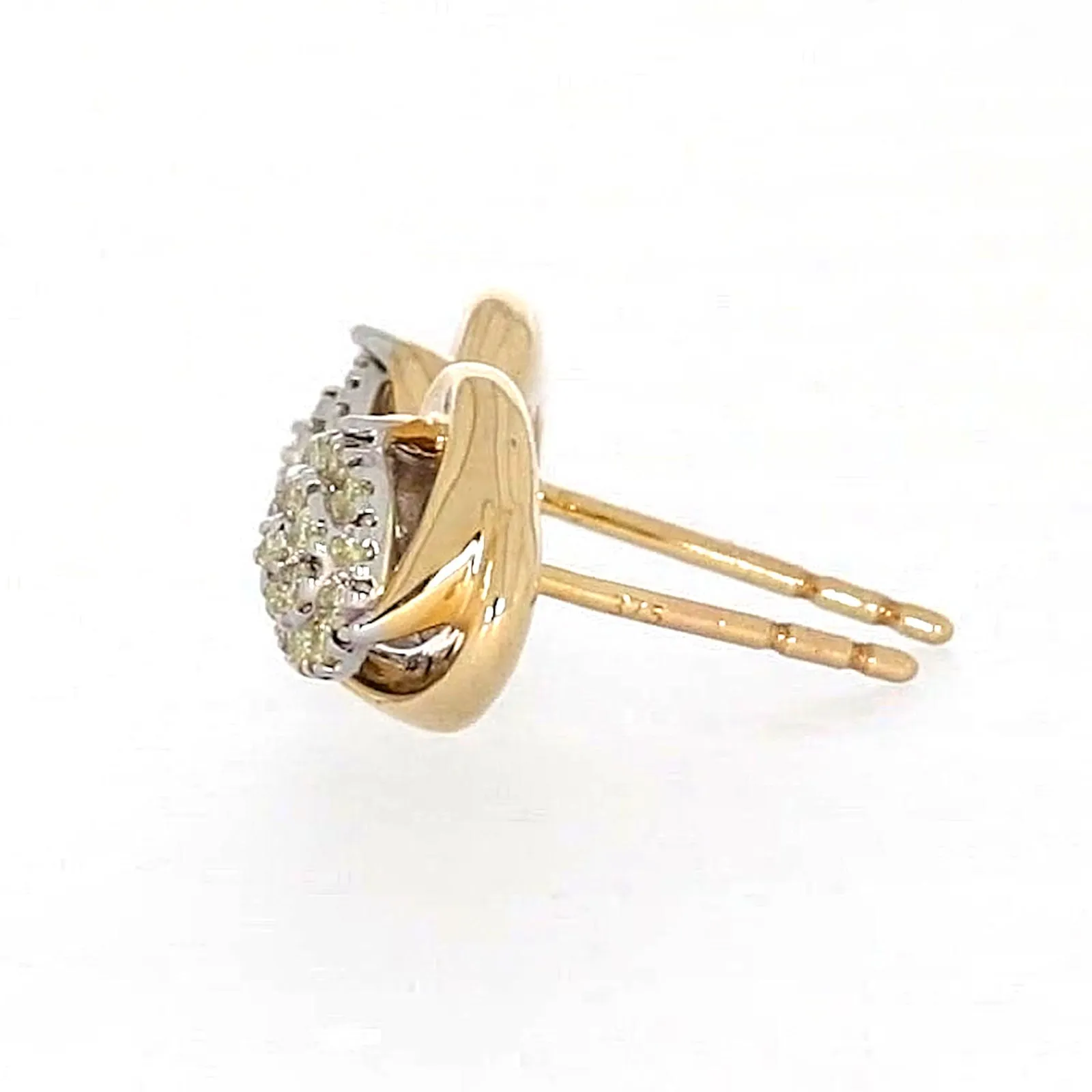 9ct Two Tone Gold Round Brilliant Cut 0.10 Carat tw of Diamonds  Stud Earrings