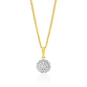 9ct Yellow Gold Diamond Pendant Set with 1/5 Carat of 20 Brilliant Diamonds