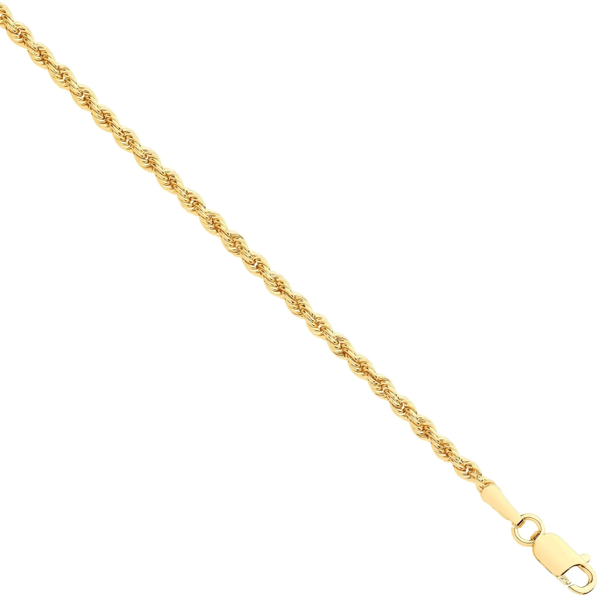 9ct Yellow Gold Hollow 2.0mm 18 Inch Rope Necklace 2.1g