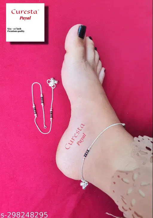 Allure Charming Women Anklets & Toe Rings - Silver Plated Alloy Chain Anklet