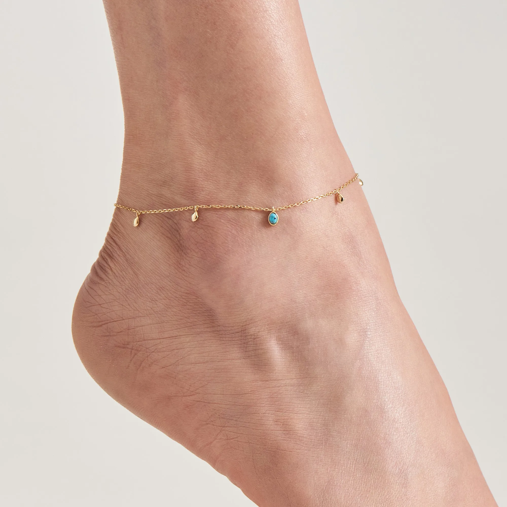 Ania Haie Gold Turquoise Drop Pendant Anklet