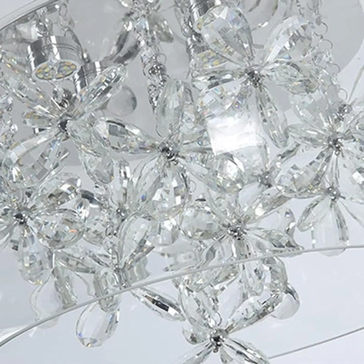 ANKUR DOMA FLORA GLASS DOME AND CRYSTAL LED HANGING CHANDELIER