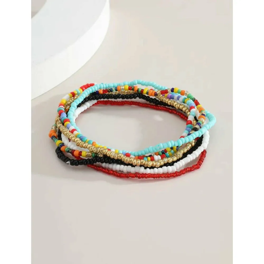 Anna 7 Piece Multicolor Beaded Anklet / Bracelet