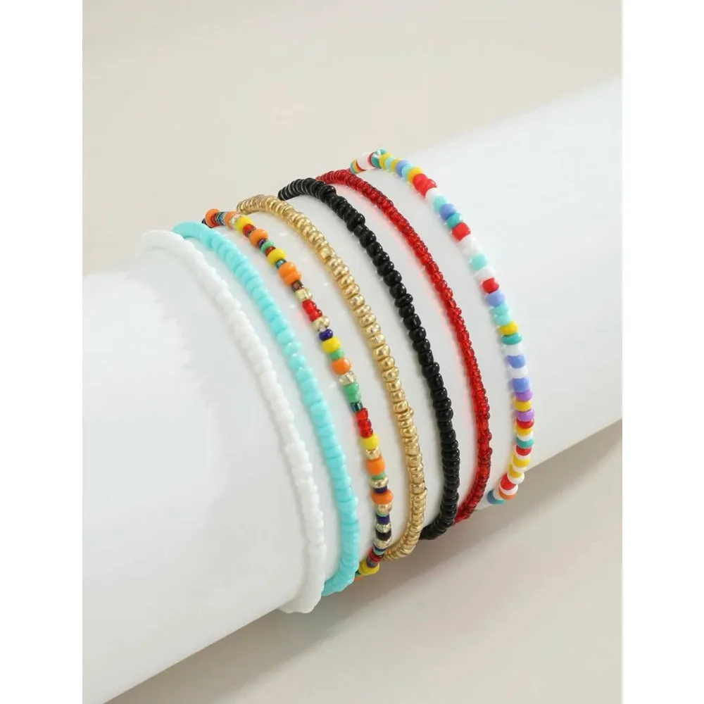 Anna 7 Piece Multicolor Beaded Anklet / Bracelet