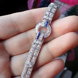 Art Deco Diamond & Sapphire Bracelet