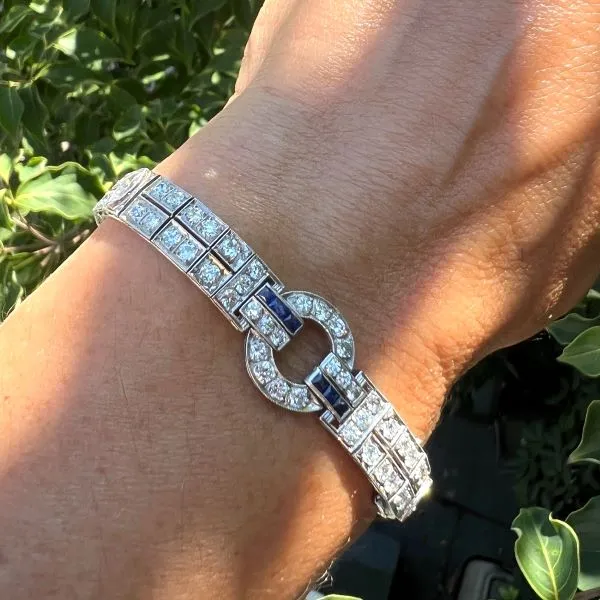 Art Deco Diamond & Sapphire Bracelet