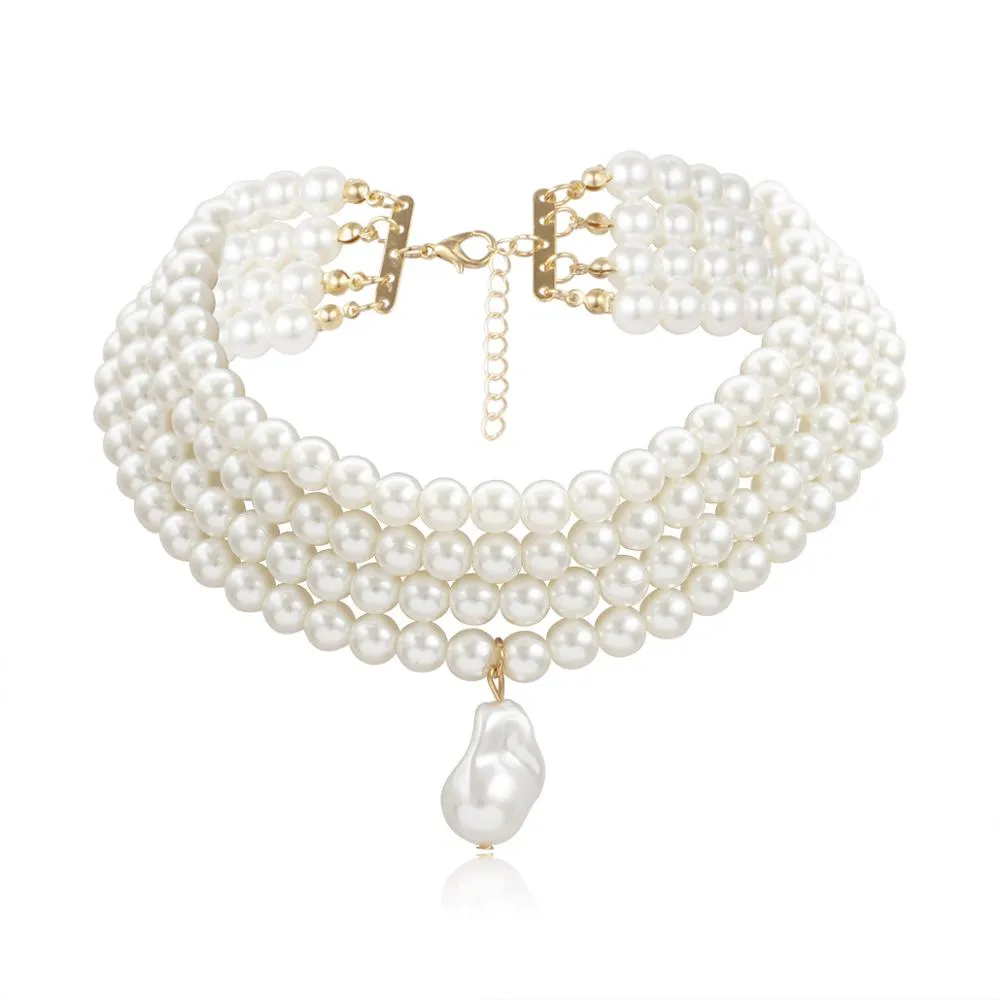 Ashore Shop Beautiful Multilayer Pearl Imitation Necklace Choker