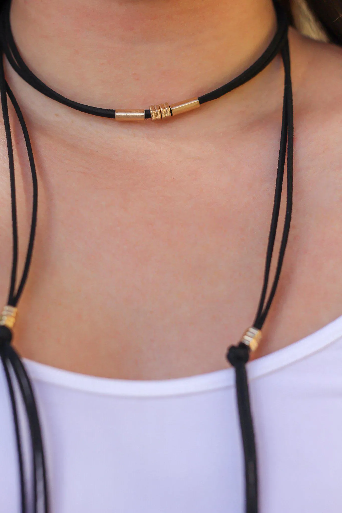 Black Beaded Wrap Choker