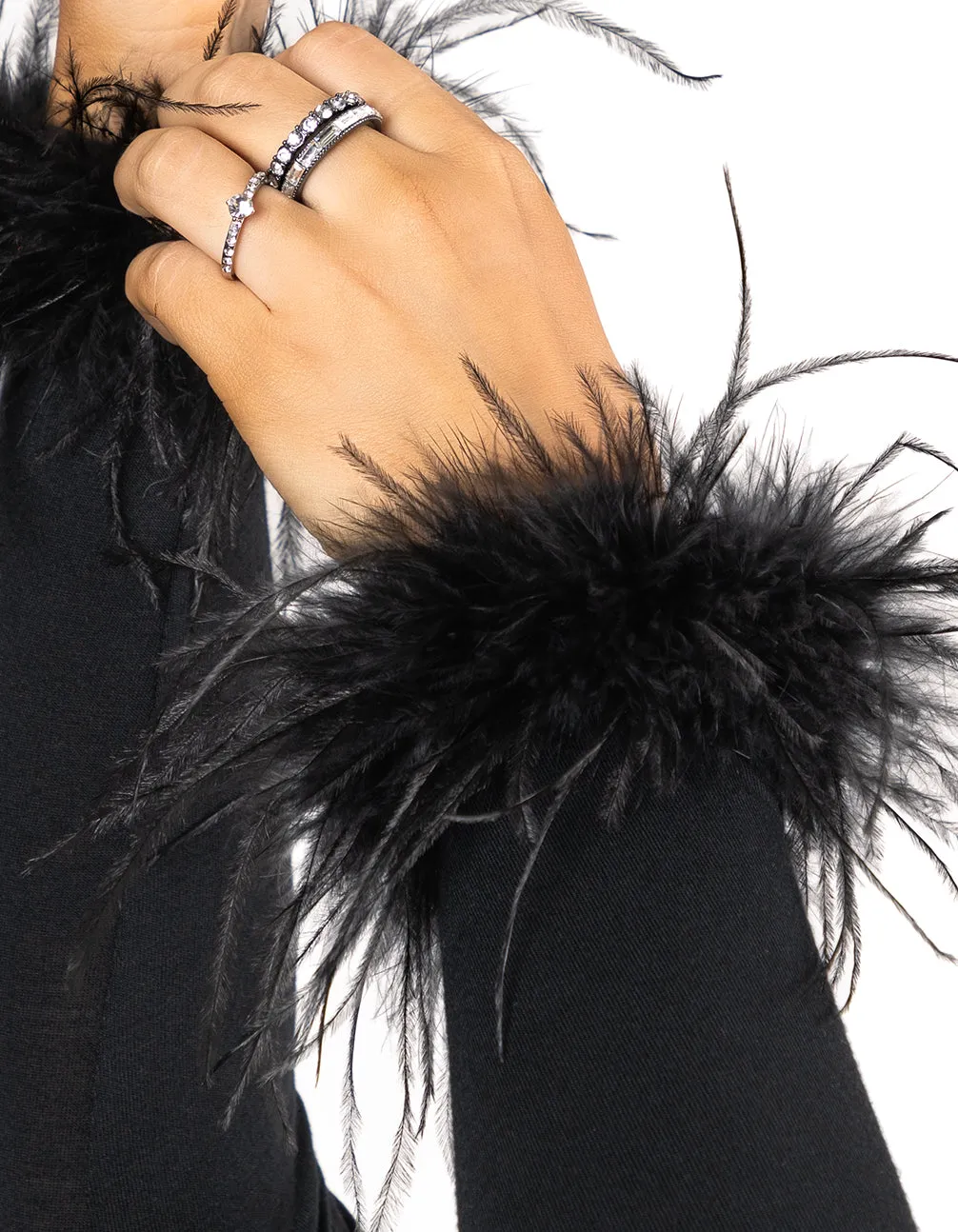 Black Fabric Feather Slapband Bracelet Pack