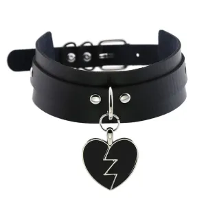 Black Punk Heart Choker Collar Goth fashion necklaces  kawaii Leather Choker Women Girls  Rock  Harajuku Emo Gothic Jewelry