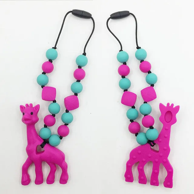 BPA Free Silicone Giraffe Teething Toy for Baby Carrier. Accessory . Babywearing. Silicone teether giraffe carrier