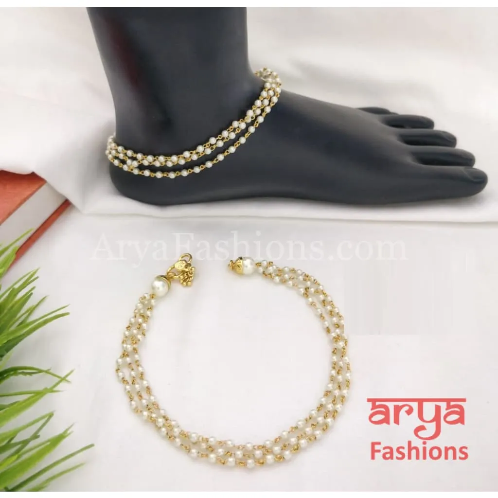 Bridal Anklets/Pearl Anklets/Indian Payal/Pacchi Kundan Payal/Rajwadi Kundan Anklet