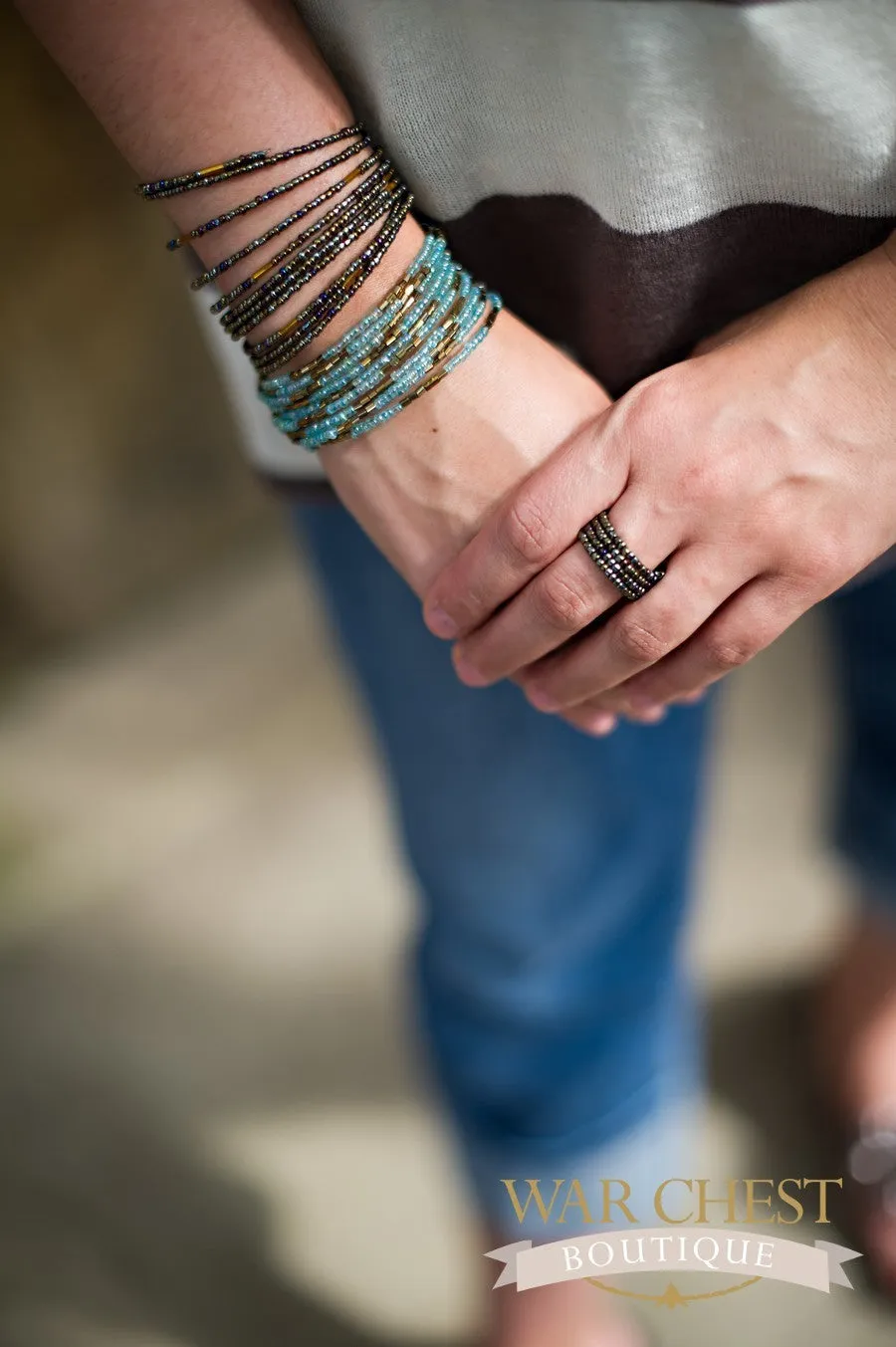 Bronze Memory Wire Bead Bracelet