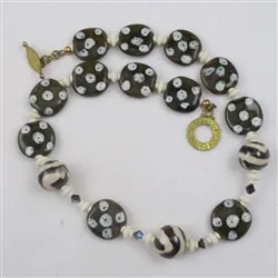 Brown with Cream Dots Fair Trade Bead Kaziuri Necklace