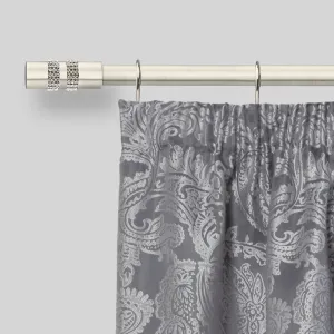 Brushed Silver Diamante Extendable Curtain Pole with Rings