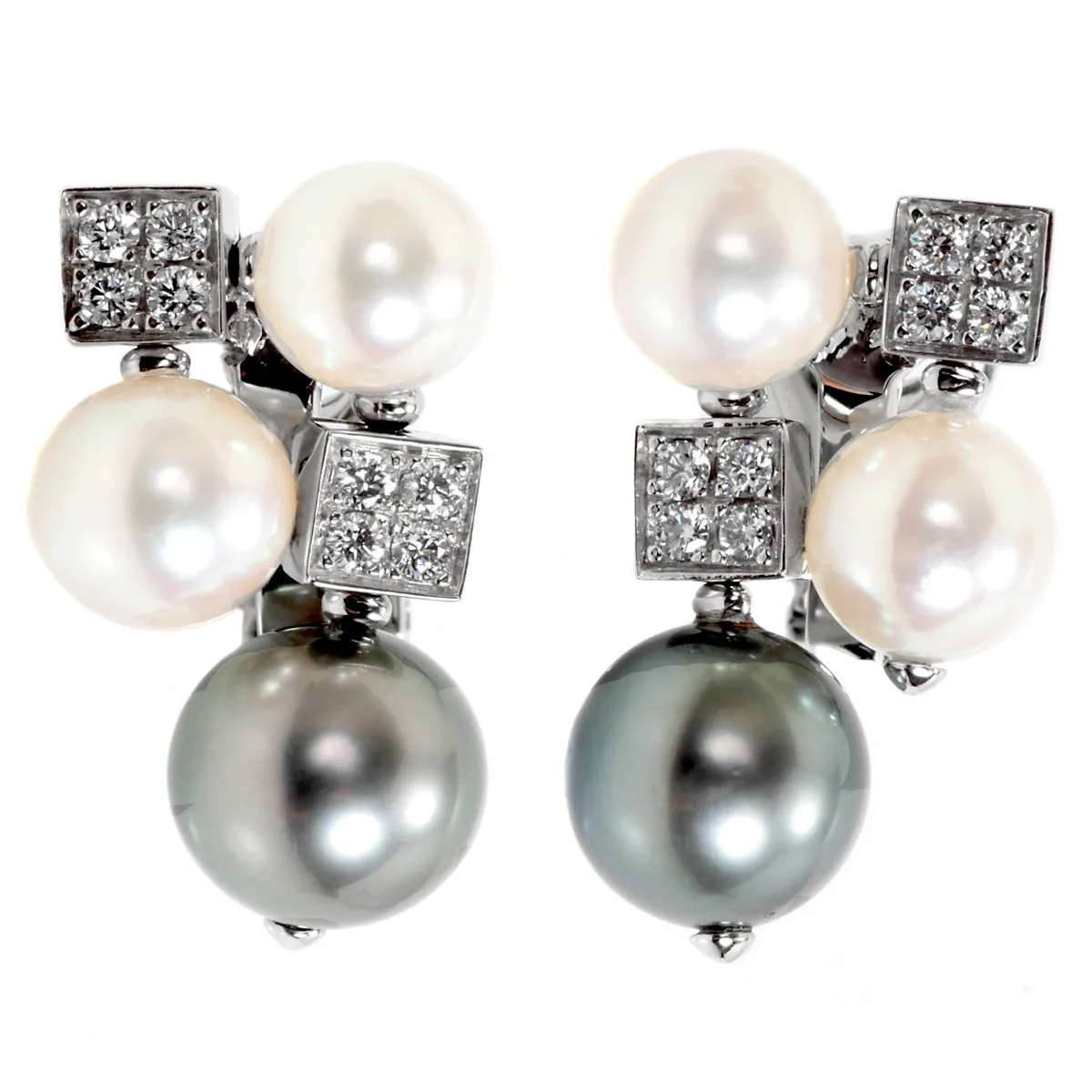 Bulgari Lucea Diamond Pearl White Gold Earrings