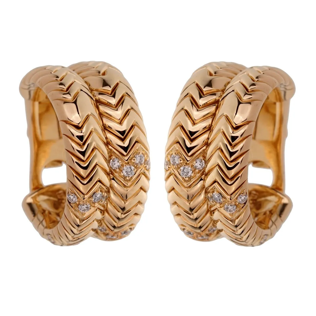 Bulgari Spiga Yellow Gold Diamond Earrings